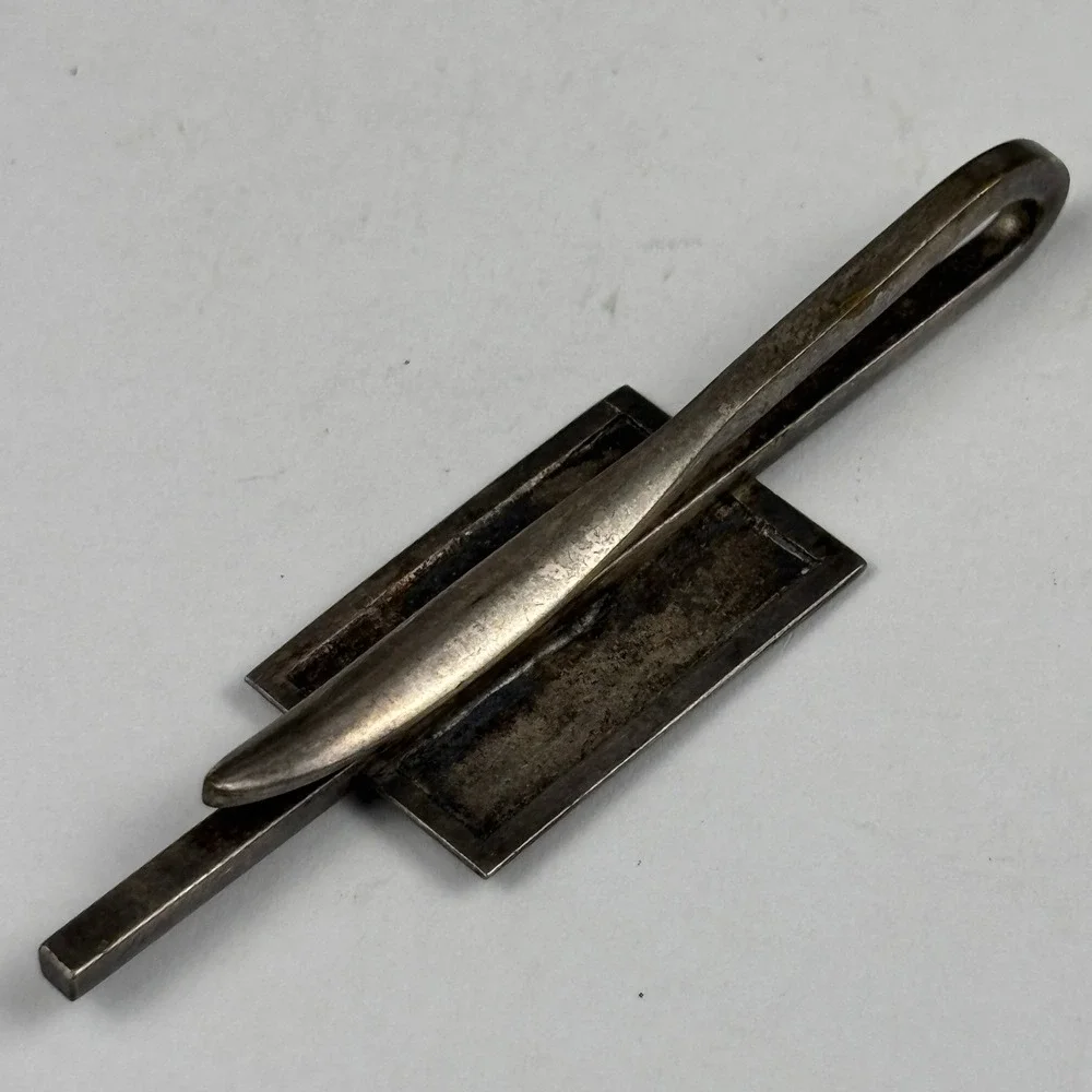 Vintage Athens‎ Greece Parthenon Tie Clip Souvenir Silver Tone Athnai Temple